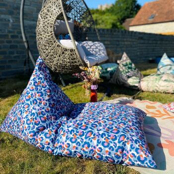 Outdoor Beanbag In Sparrow And Plumb Leopard Print, 3 of 4