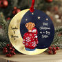 Personalised “First Christmas As A Big Sister” Bauble – Custom Names And Illustration – Special Keepsake Ornament For New Sibling Celebration, thumbnail 1 of 3