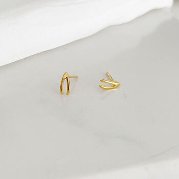 Wishbone Gold Vermeil Plated Studs, 2 of 4