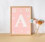 Girls Floral Initial Wall Print For Bedroom Or Nursery, thumbnail 2 of 3