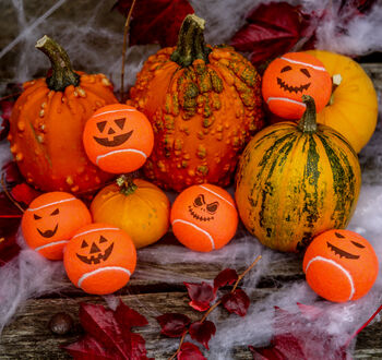 Six Spooky Pumpkin Halloween Tennis Balls, 9 of 9