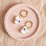 Floral Porcelain Heart Huggie Earrings, thumbnail 3 of 11
