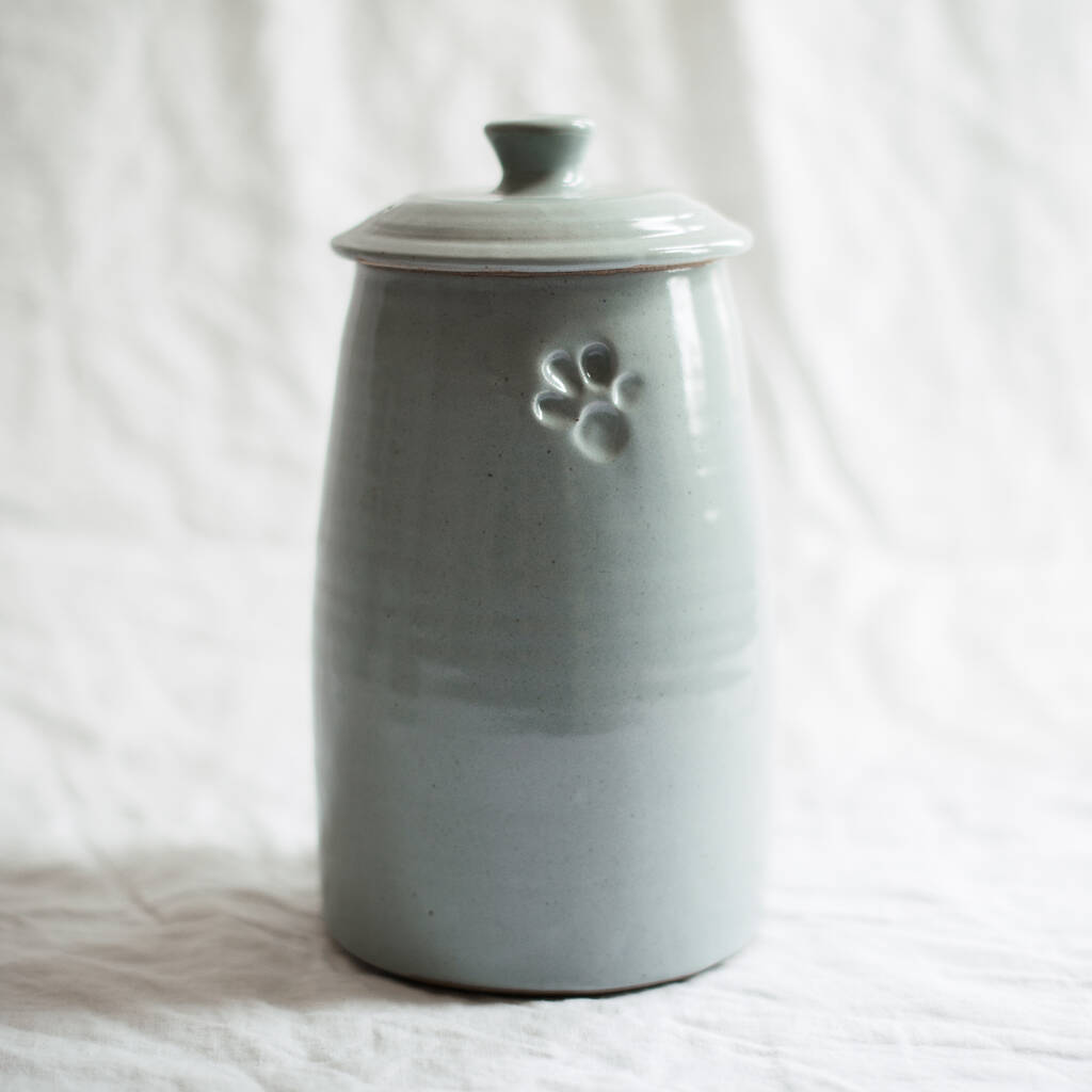 Hand Thrown Pottery Treat Jar In Purbeck Pebble Glaze By The Dandy Dog