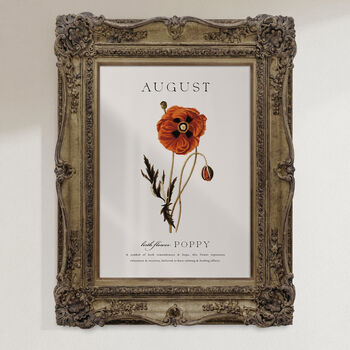 Birth Flower Wall Print 'Poppy' For August, 4 of 9