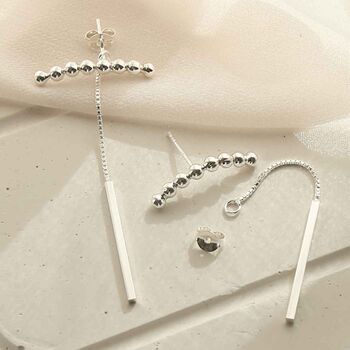 Sterling Silver Ball And Bar Two Way Earrings, 4 of 5