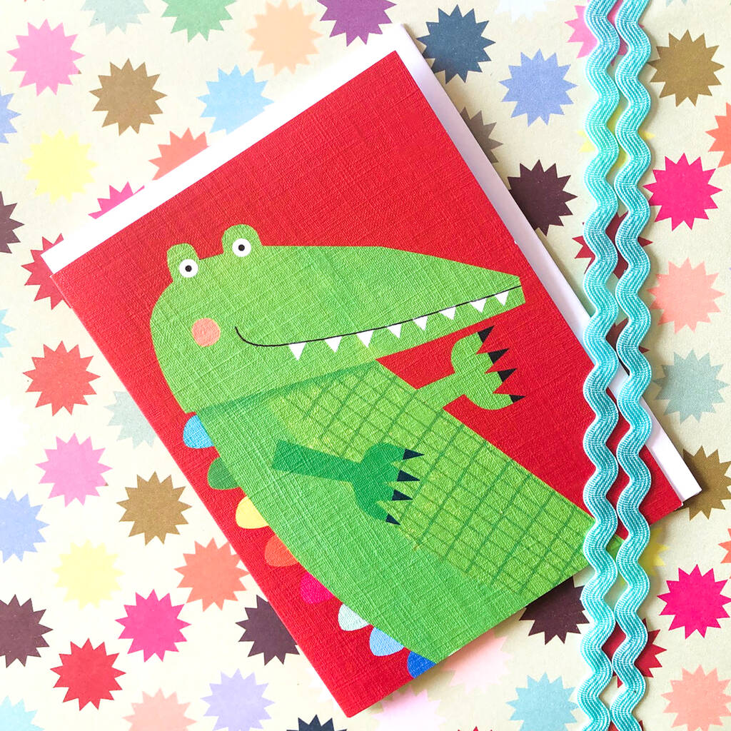 Mini Colourful Crocodile Greetings Card By Kali Stileman Publishing