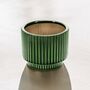 Forest Green Ridged Ceramic Plant Pot, thumbnail 1 of 3