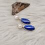 Lapis Lazuli, Pearl Sterling Silver Earrings, thumbnail 4 of 7