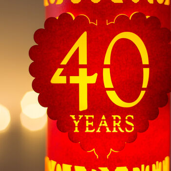 40th Ruby Wedding Anniversary Personalised Gift Lantern, 2 of 5