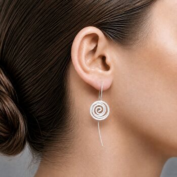 Sterling Silver Spiral Longstem Earrings, 2 of 3