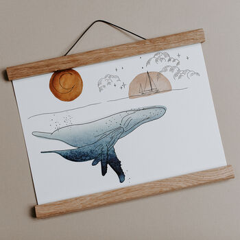 Mother And Baby Calf Whale In Night Ocean Print, 4 of 5