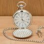 Personalised Polished Silver 'Don't Be Late' Pocket Watch, thumbnail 2 of 3