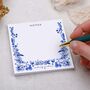 Blue Floral Memo Pad Block For Your Desk, thumbnail 2 of 3