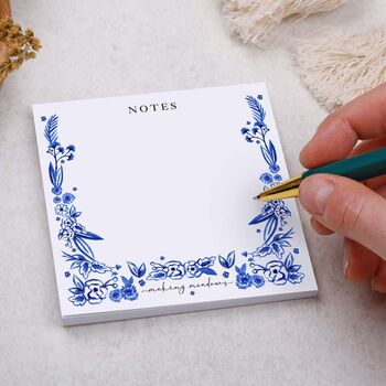Blue Floral Memo Pad Block For Your Desk, 2 of 3