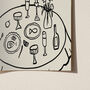 Here For The Food And Wine Illustrated Wall Art Print, thumbnail 6 of 11