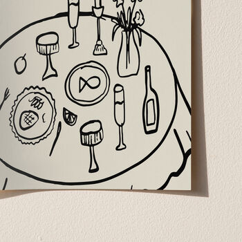Here For The Food And Wine Illustrated Wall Art Print, 6 of 11