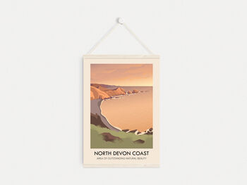 North Devon Coast Aonb Travel Poster Art Print, 6 of 8