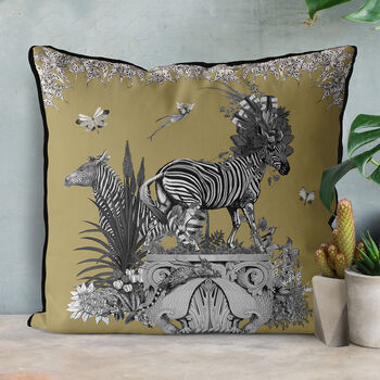 Tropical Zebra Cushion In Gold, 5 of 7