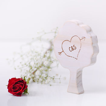 Personalised Couples Carved Heart Keepsake Tree, 2 of 4