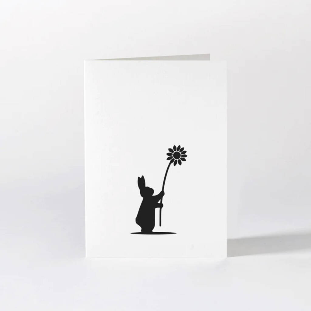 Flower Giving Rabbit Greeting Card