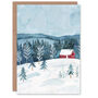 Cabin Winter Snow Forest Xmas Christmas Card, thumbnail 1 of 4