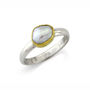 Oval Pearl Silver Ring Set In 18ct Gold, thumbnail 1 of 2