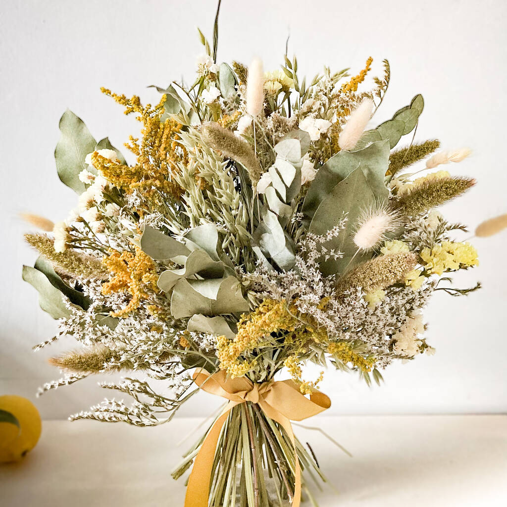 Dried Eucalyptus Bouquet With Statice And Solidago, 1 of 5