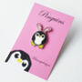 Penguin With Bunny Ears Pengbunny Glitter Enamel Pin, thumbnail 4 of 10