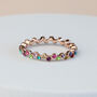 Colourful Crystal Wavy Band Rose Gold Ring, thumbnail 2 of 3