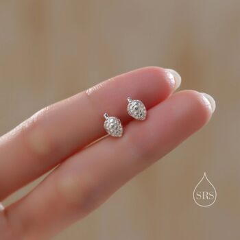 Pine Cone Stud Earrings In Sterling Silver, 5 of 12