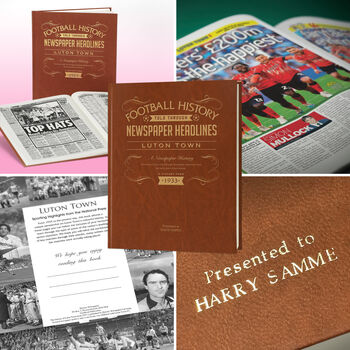 Luton Personalised Football Gift Newspaper Book, 7 of 12