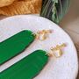Clip On Earrings Art Deco Small Green Fountain, thumbnail 2 of 4