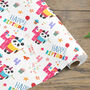 Fun Panda 4th Birthday Wrapping Paper Roll Or Folded, thumbnail 3 of 3