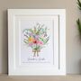 Birth Flowers Family Bouquet With Wildflowers Print, thumbnail 1 of 2