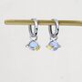 Sterling Silver Moonstone Planet And Gold Star Huggie Hoop Earrings, thumbnail 1 of 11