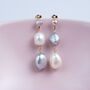 Asymmetric Statement Pearl Drop Earrings, thumbnail 1 of 8
