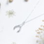 Dainty Wishbone Sterling Silver Necklace Good Luck Gift, thumbnail 3 of 6