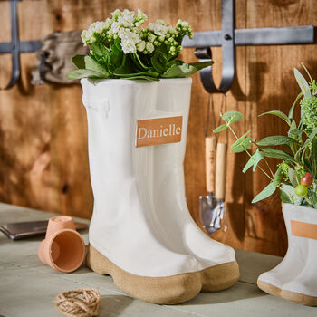 Personalised White Welly Boots Planters, 4 of 7