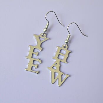 Yee Haw Statement Letter Earrings, 2 of 4