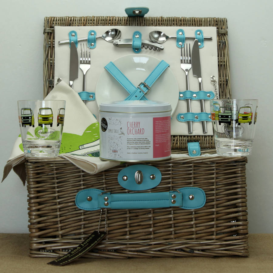 Camper Van Blue Two Person Fitted Picnic Hamper By Jones and Jones of