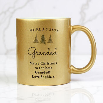 Personalised Christmas Tree Gold Glitter Mug, 4 of 5