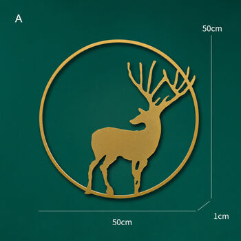 Circular 50cm Gold Reindeer Stag Wall Art, 8 of 12