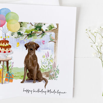 Chocolate Labrador Dog Birthday Card, Pet Card ..7v25a, 2 of 4