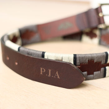 Men's Personalised Initials Leather Woven Belt, 5 of 6