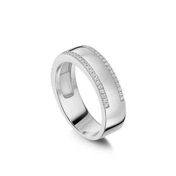 Double Crystal Band Ring 925 Solid Silver, 5 of 5