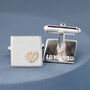 Personalised Wedding Cufflinks. Gold Heart Cufflinks, thumbnail 1 of 9