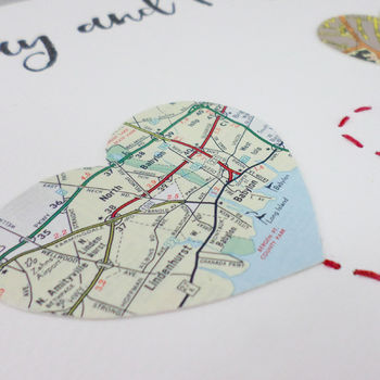 Personalised Map Heart Wedding And Anniversary Print, 7 of 12