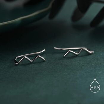 Zigzag Wave Crawler Earrings Sterling Silver, 9 of 11