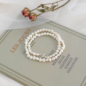 Loretta White Ivory Silver Pearl Drop Jewel Lock Gift Necklace, 2 of 5