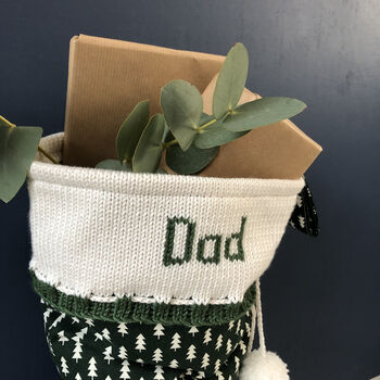 Personalised Green Christmas Stocking With Knitted Cuff, 5 of 5